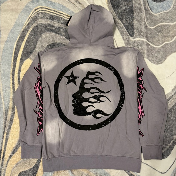 Hellstar Spellout Logo Gray Hoodie Men’s Size Large - Picture 3 of 3